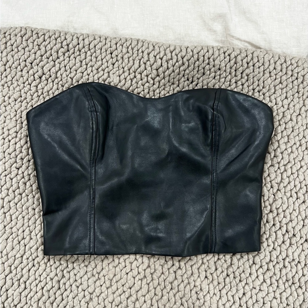 BLACK ARITZIA VEGAN LEATHER BUSTIER